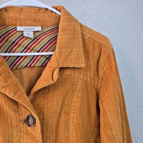 Dressbarn Corduroy Jacket Medium Mustared Yellow Button Preppy 70s Retro Blazer - Picture 6 of 13